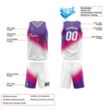 Custom Reversible Basketball Suit for Adults and Kids Personalized Jersey White-Hot Pink-Purple