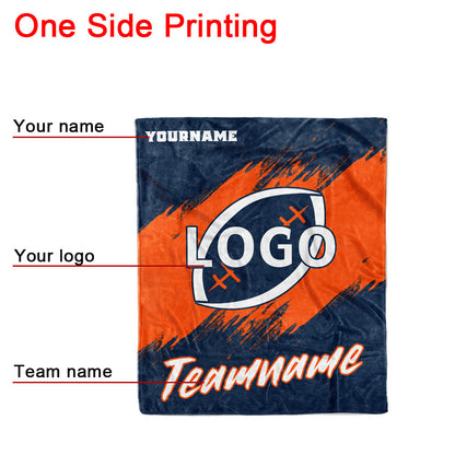 custom ultra-soft micro fleece blanket navy-orange