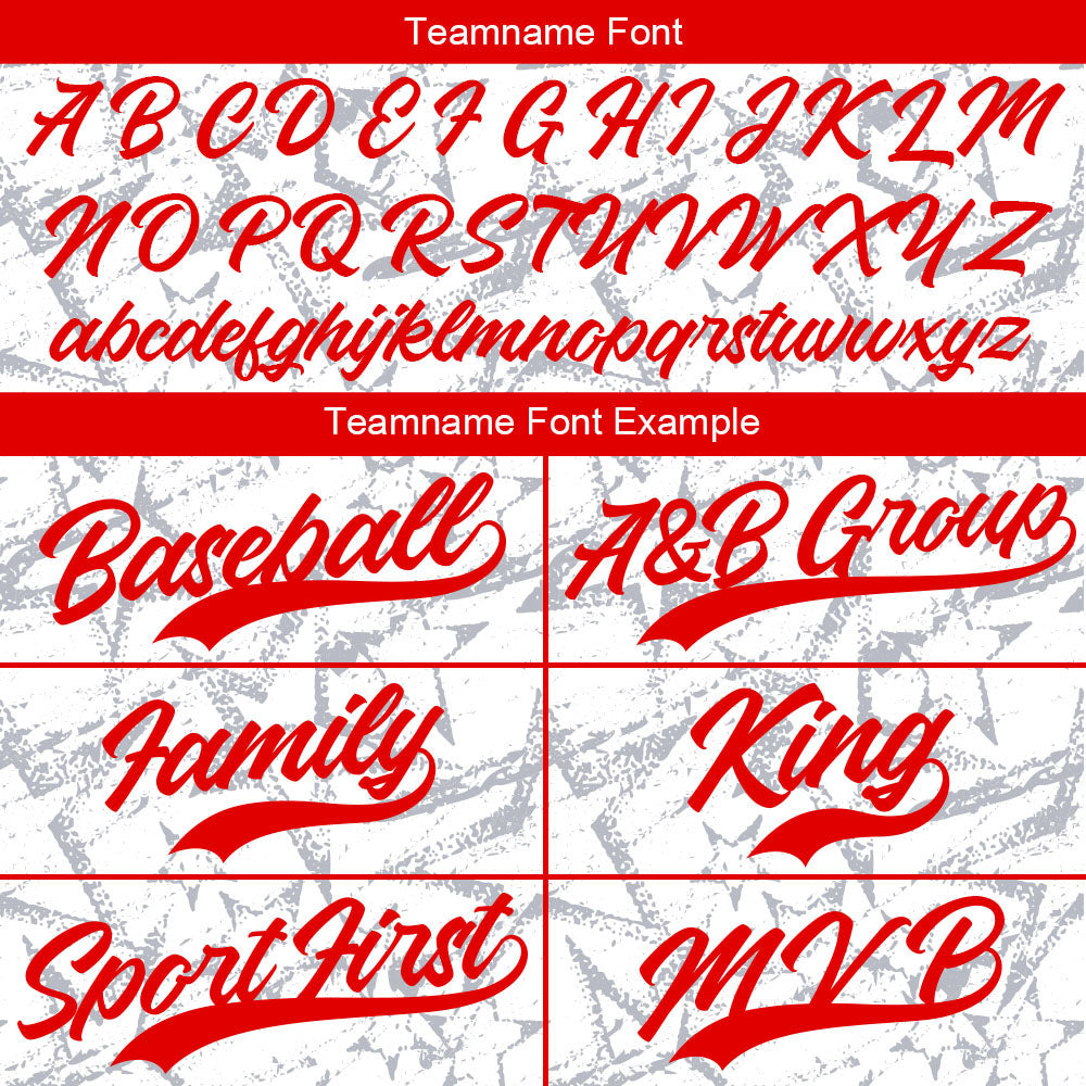 Custom Full Print Design Baseball Jersey white-red