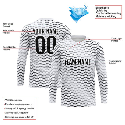 Custom Basketball Soccer Football Shooting Long T-Shirt for Adults and Kids Wave-White