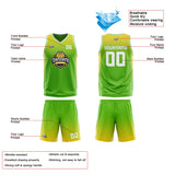 Custom Reversible Basketball Suit for Adults and Kids Personalized Jersey Green-Yellow