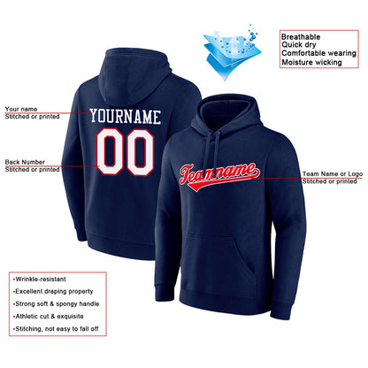 custom authentic pullover sweatshirt hoodie navy-red-white
