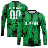 Custom Basketball Soccer Football Shooting Long T-Shirt for Adults and Kids Green-Black