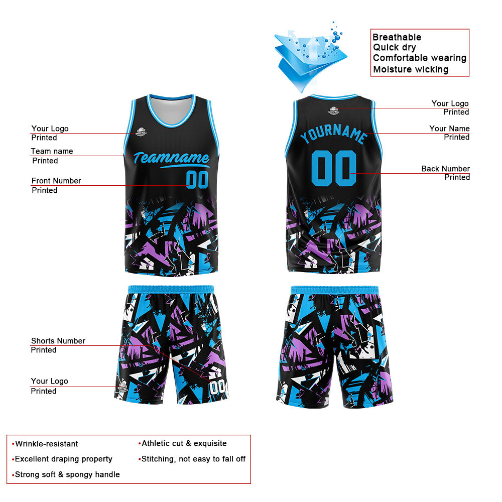 Custom Basketball Jersey Uniform Suit Printed Your Logo Name Number Black&White