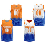 Custom Reversible Basketball Suit for Adults and Kids Personalized Jersey Orange-Blue