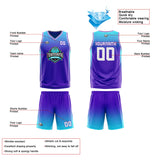 Custom Reversible Basketball Suit for Adults and Kids Personalized Jersey Purple-Light Blue
