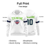 Custom Sweatshirt Hoodie For Men Women Girl Boy Print Your Logo Name Number White&Navy&Neon Green