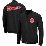Custom Long Sleeve Windbreaker Jackets Uniform Printed Your Logo Name Number Black-Red-White