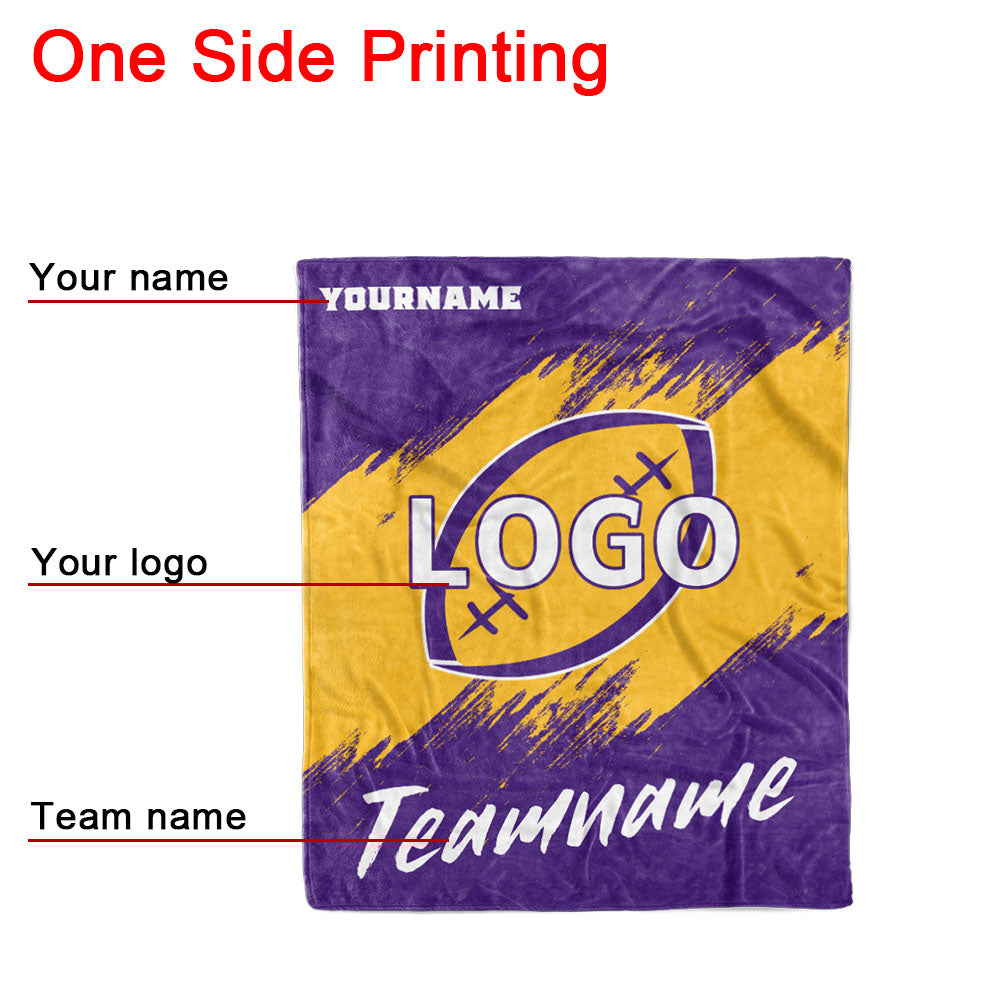 custom ultra-soft micro fleece blanket purple-yellow