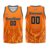 Custom Basketball Jersey Uniform Suit Printed Your Logo Name Number Flame&Orange