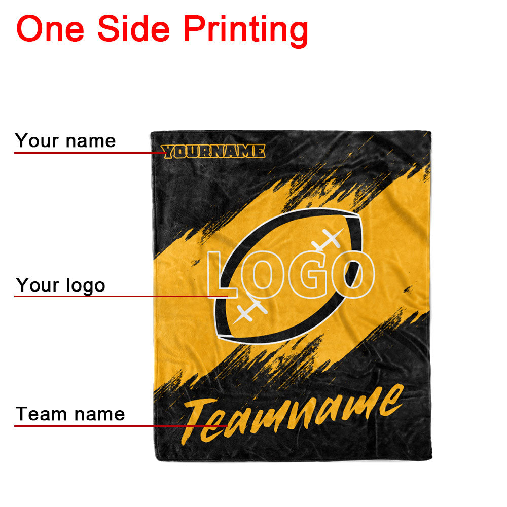 custom ultra-soft micro fleece blanket black-yellow