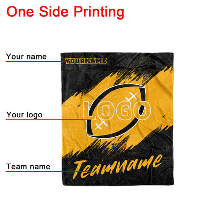 custom ultra-soft micro fleece blanket black-yellow