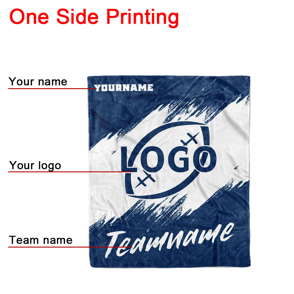 custom ultra-soft micro fleece blanket navy-white