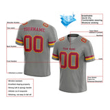 customized authentic football jersey red white -gold mesh