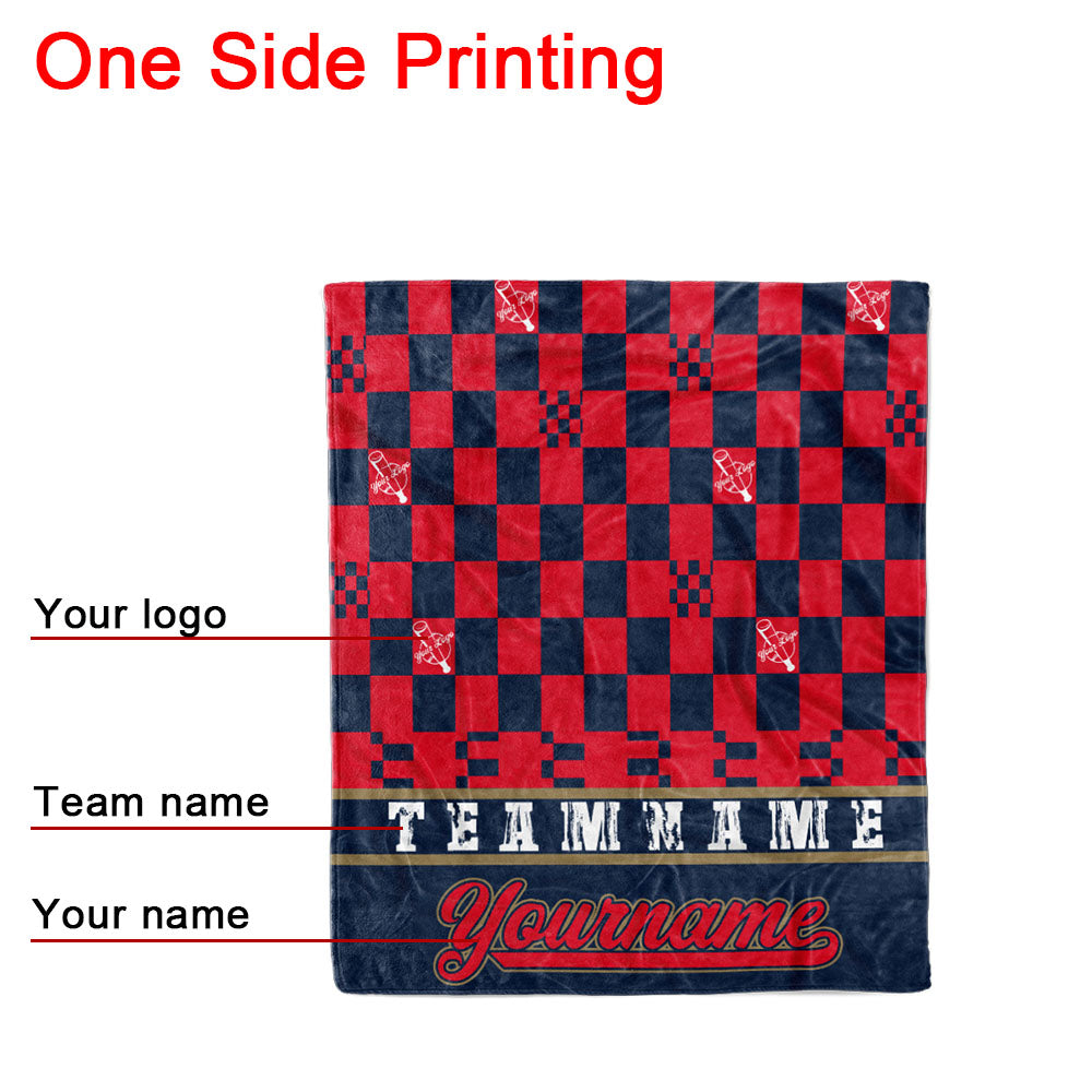 custom ultra-soft micro fleece blanket navy-red