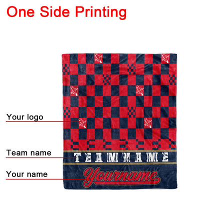 custom ultra-soft micro fleece blanket navy-red