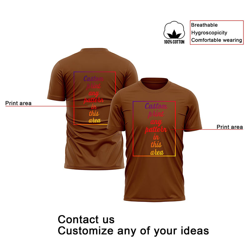 custom cotton short t-shirt brown