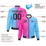 Custom Long Sleeve Windbreaker Jackets Uniform Printed Your Logo Name Number Hot Pink-Light Blue