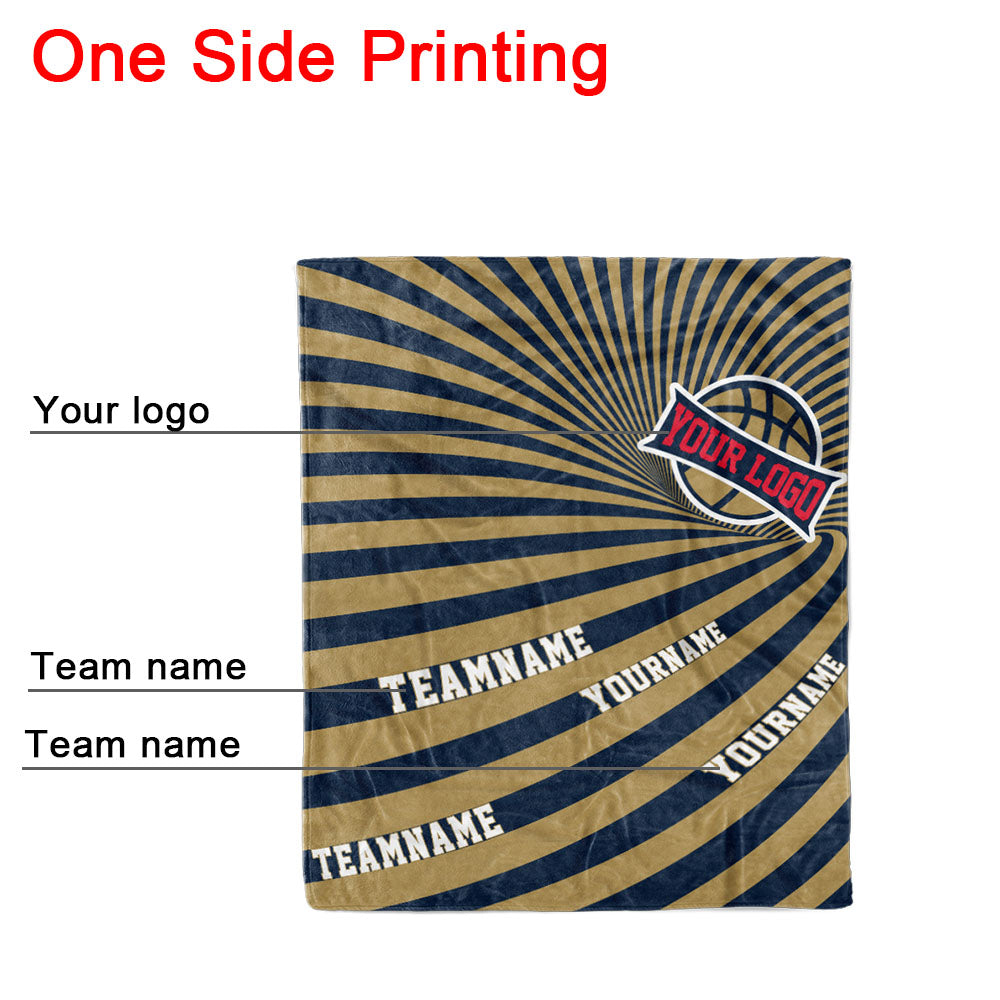 custom ultra-soft micro fleece blanket navy-gold