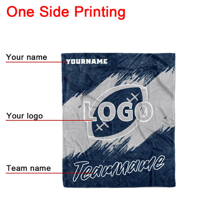 custom ultra-soft micro fleece blanket navy-gray