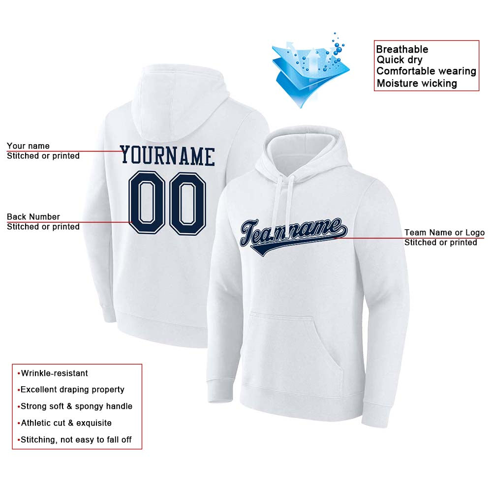 custom authentic pullover sweatshirt hoodie white-navy