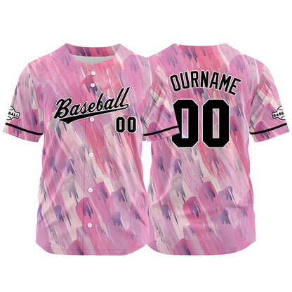 Custom Full Print Design Baseball Jersey pink