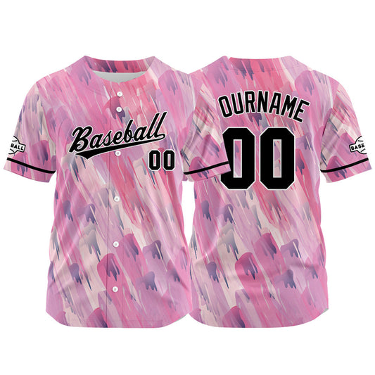 Custom Full Print Design Baseball Jersey pink