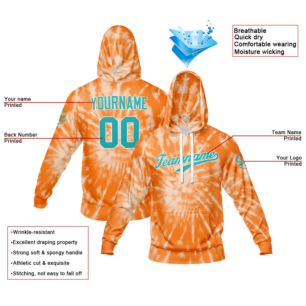 Custom Sweatshirt Hoodie For Men Women Girl Boy Print Your Logo Name Number Orange Tie Dyeing