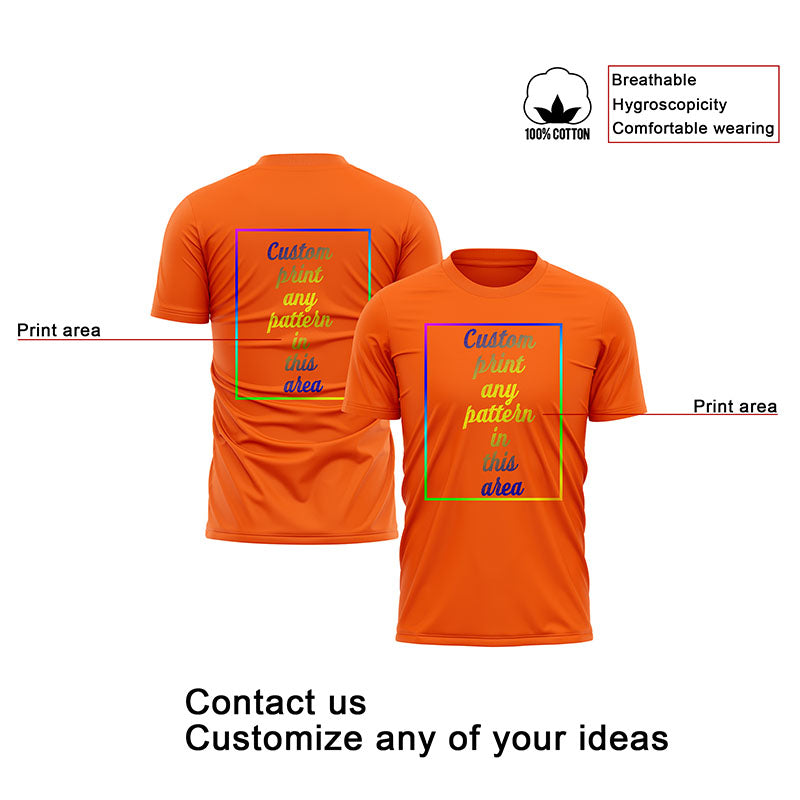 custom cotton short t-shirt orange