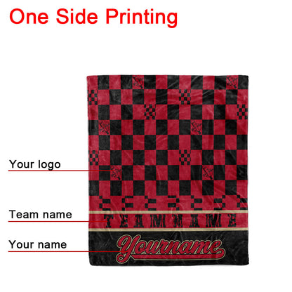 custom ultra-soft micro fleece blanket black-red