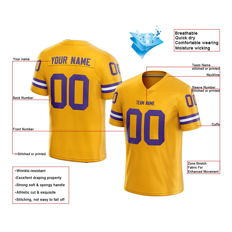 customized  authentic football jersey yellow-purple-white