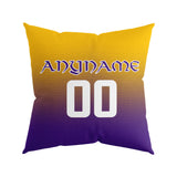 Custom Football Throw Pillow for Men Women Boy Gift Printed Your Personalized Name Number Yellow&Purple&White