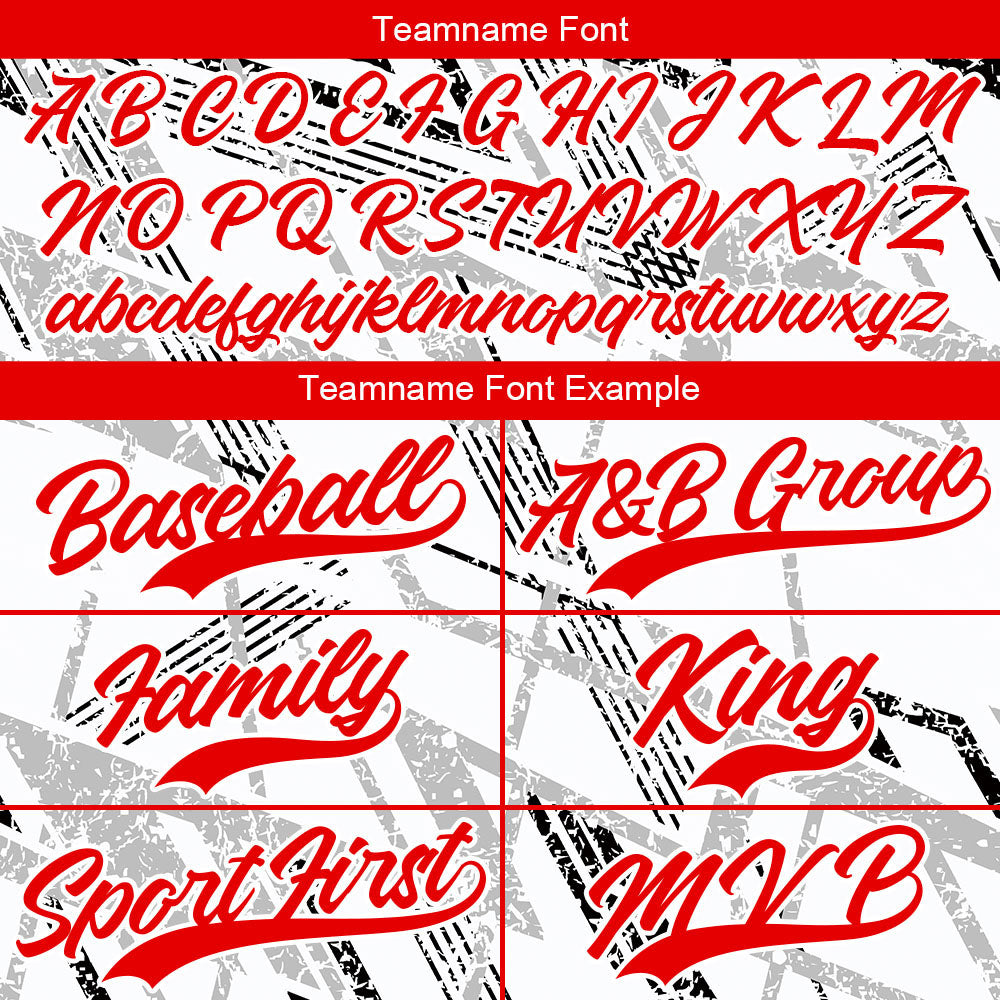 Custom Full Print Design Baseball Jersey white-black-red