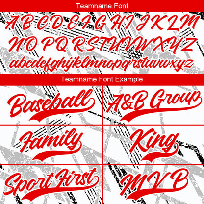 Custom Full Print Design Baseball Jersey white-black-red