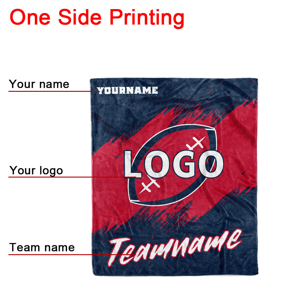 custom ultra-soft micro fleece blanket navy-red