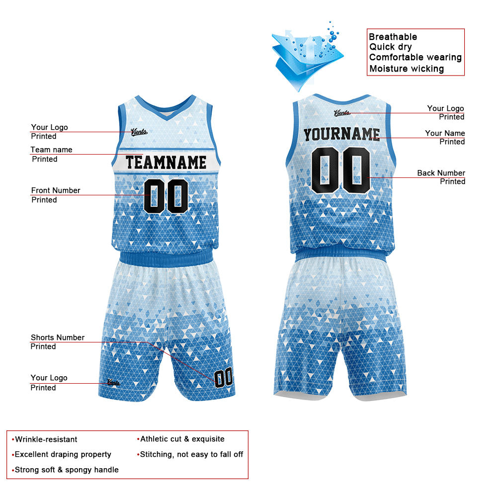 custom triangular gradient basketball suit for adults and kids  personalized jersey