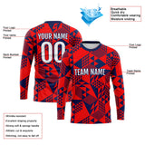 Custom Basketball Soccer Football Shooting Long T-Shirt for Adults and Kids Red-Navy