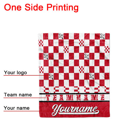 custom ultra-soft micro fleece blanket red-white