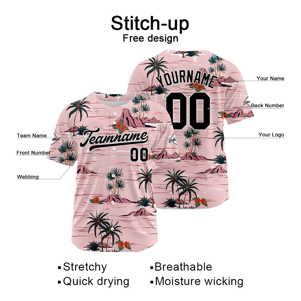 Custom Full Print Design Baseball Jersey pink