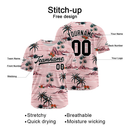 Custom Full Print Design Baseball Jersey pink