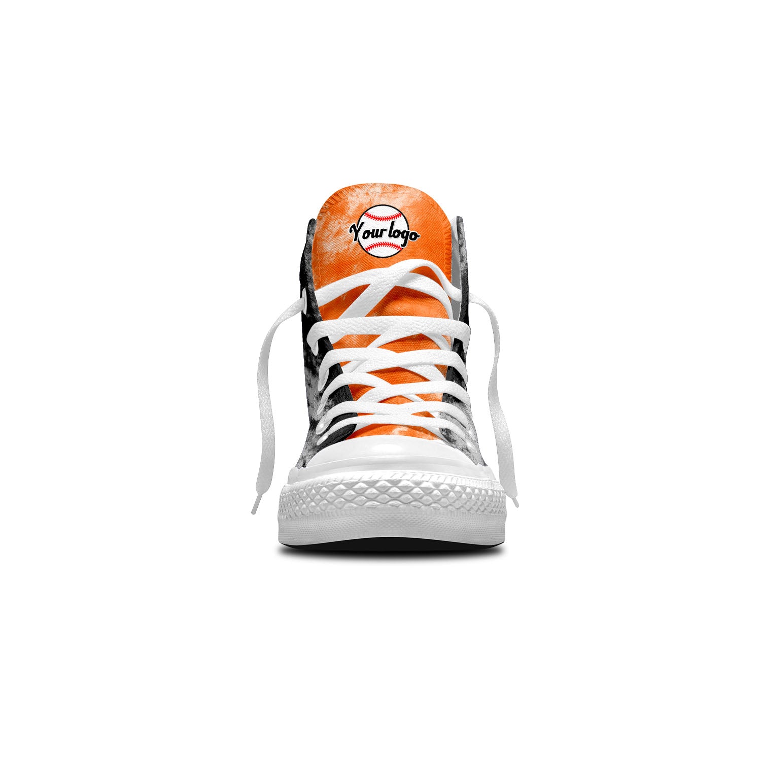 custom high top baseball canvas shoes black-orange