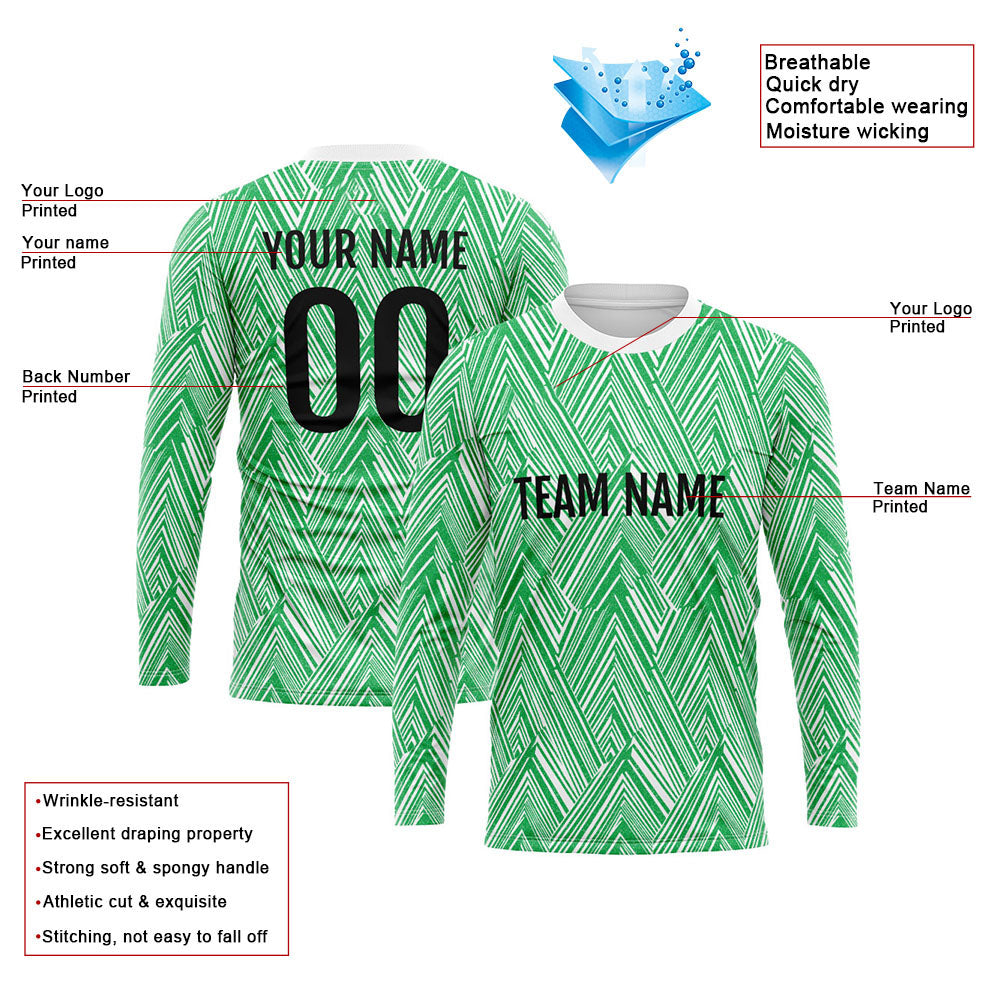 Custom Basketball Soccer Football Shooting Long T-Shirt for Adults and Kids White-Green