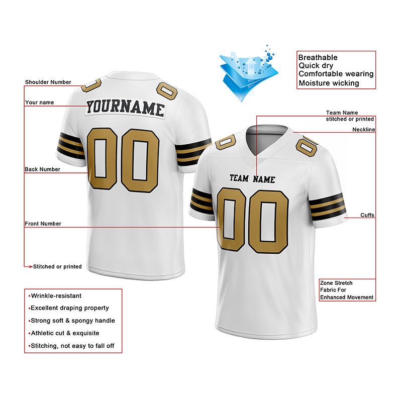 customized authentic football jersey vegas gold black-white mesh