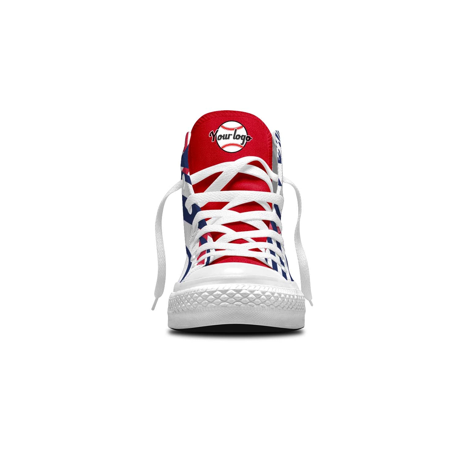 custom high top canvas shoes white-red-navy