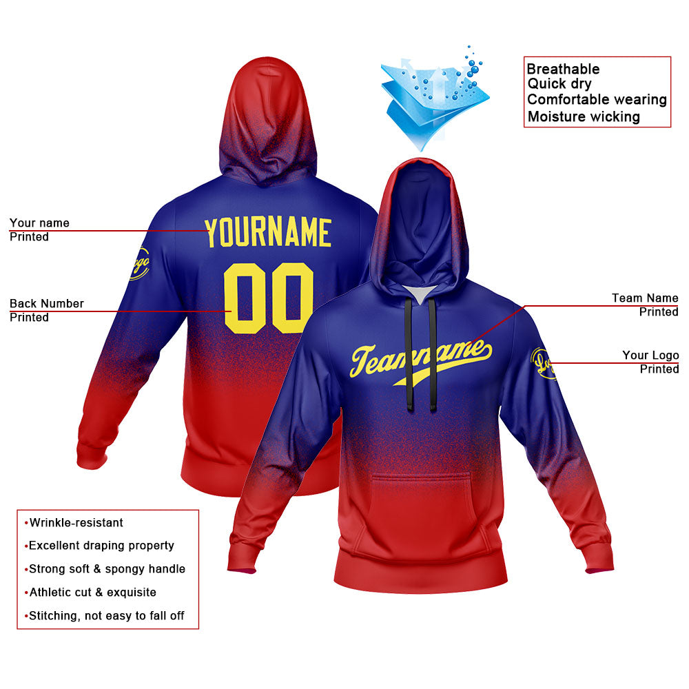 Custom Sweatshirt Hoodie For Men Women Girl Boy Print Your Logo Name Number Royal-Red-Yellow