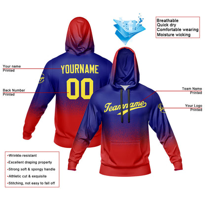 Custom Sweatshirt Hoodie For Men Women Girl Boy Print Your Logo Name Number Royal-Red-Yellow