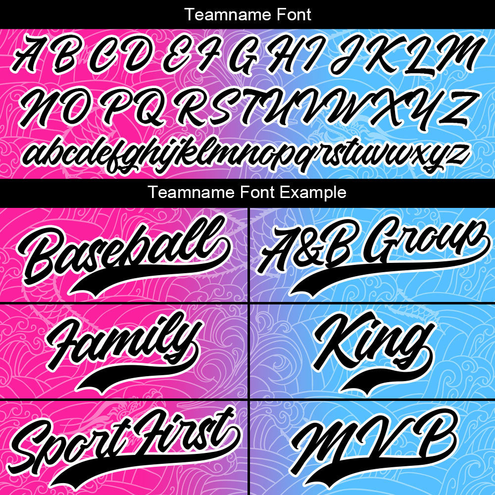 Custom Full Print Design  Baseball Jersey Hot Pink-Light Blue