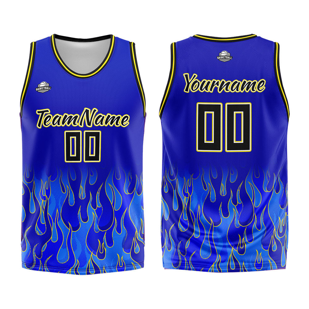 Custom Basketball Jersey Uniform Suit Printed Your Logo Name Number Flame&Royal