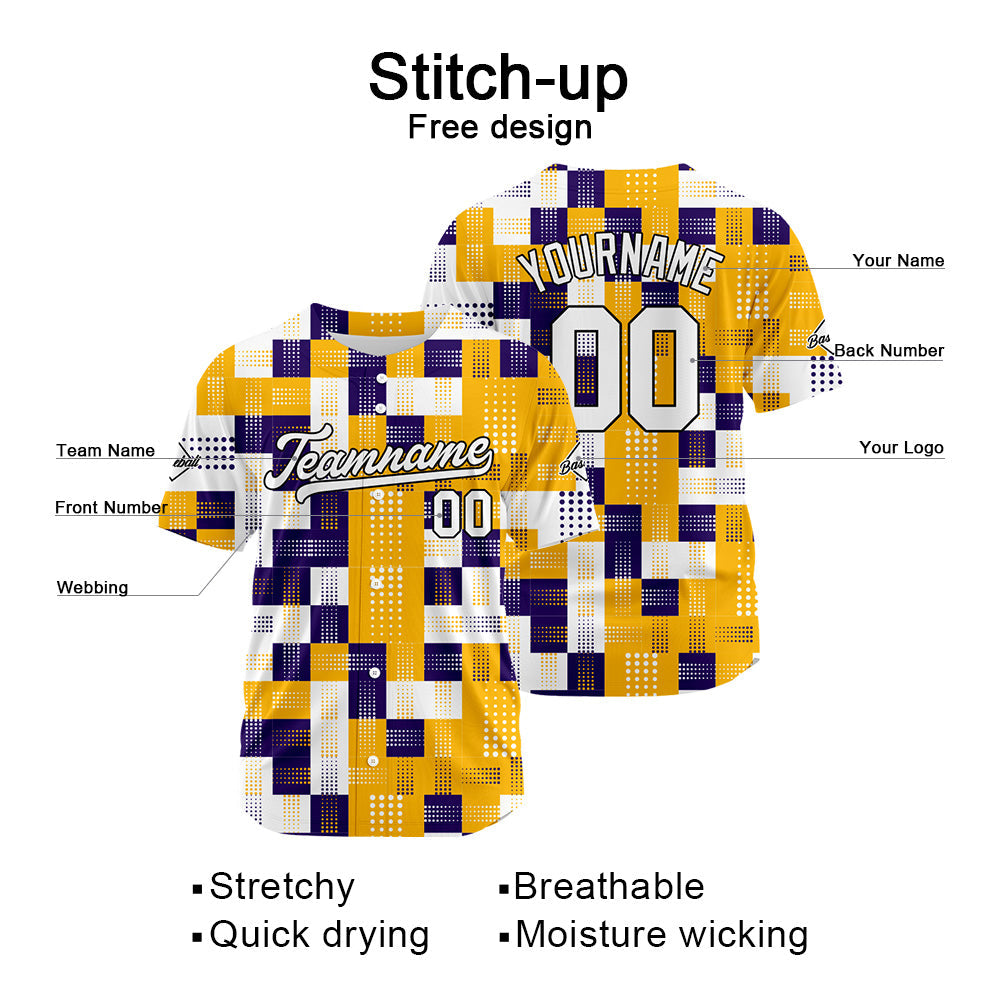 Custom Full Print Design Baseball Jersey orange-purle