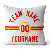 Custom Football Throw Pillow for Men Women Boy Gift Printed Your Personalized Name Number Red & White & Gold